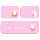 Kit 3 Tapetes Decorativos Feliz Páscoa Coelhos Rosa Único