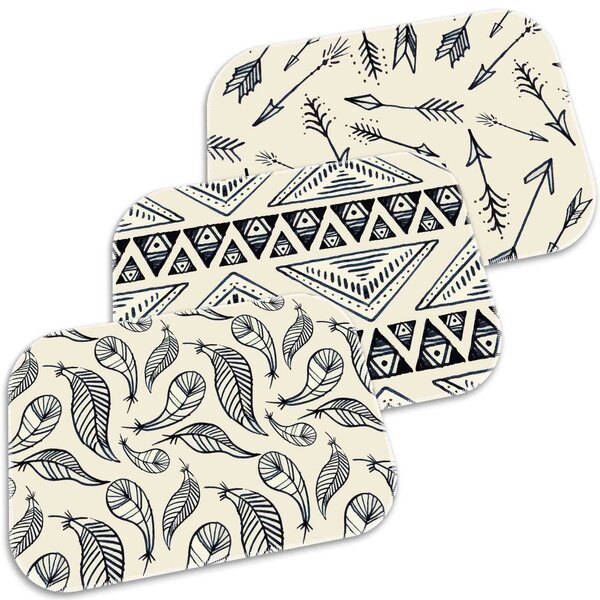 Kit 3 Tapetes Decorativos Penas Único