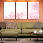 Kit 3 Telas Canvas Com Moldura Arvore Florida