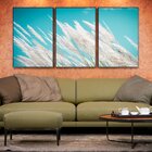 Kit 3 Telas Canvas Com Moldura Capim Dos Pampas