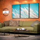 Kit 3 Telas Canvas Com Moldura Capim Dos Pampas