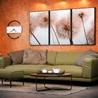 Kit 3 Telas Canvas Com Moldura Dente-de-leão Fundo Branco