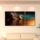 Kit 3 Telas Canvas Com Moldura Dente-de-leão Noite