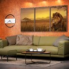 Kit 3 Telas Canvas Com Moldura Estampa Natureza Safari