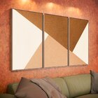 Kit 3 Telas Canvas Com Moldura Geométrica Tons Neutros