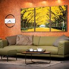 Kit 3 Telas Canvas Com Moldura Ipê  Amarelo