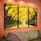 Kit 3 Telas Canvas Com Moldura Ipê  Amarelo