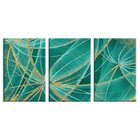 Kit 3 Telas Decorativas Abstrata Verde E Gold