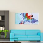 Kit 3 Telas Decorativas Arara Abstrato Colorido Geométrico