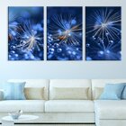 Kit 3 Telas Decorativas Dente-de-leão Fundo Azul