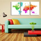 Kit 3 Telas Decorativas Mapa Mundi Geométrico Colorido