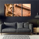 Kit 3 Telas Decorativas Old Exploration Map