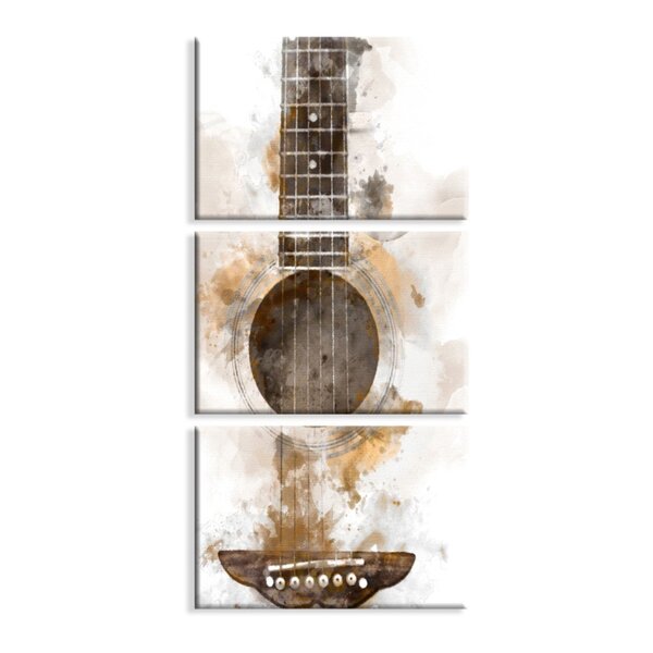 Kit 3 Telas Decorativas Violão Abstrato