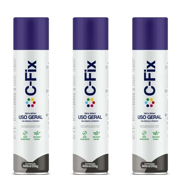 Kit 3 Tintas Spray Violeta Escuro Uso Geral In/ex 400ml Cfix