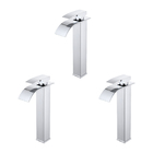Kit 3 Torneiras Misturador Quente Frio Cascata Alta Cromada