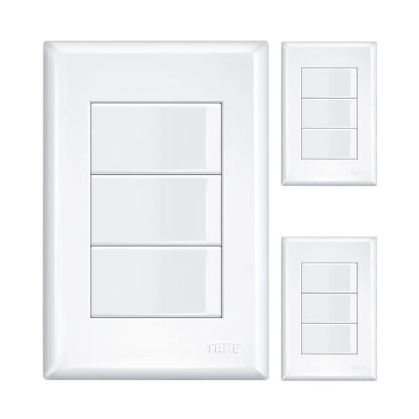 Kit 3 Un. Interruptor 3 Teclas Com Placa 4x2 Fame Evidence