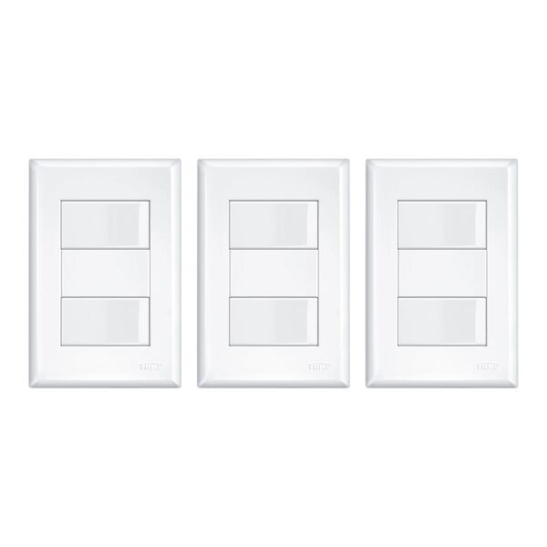 Kit 3 Un. Interruptor Duplo Com Placa 4x2 Fame Evidence