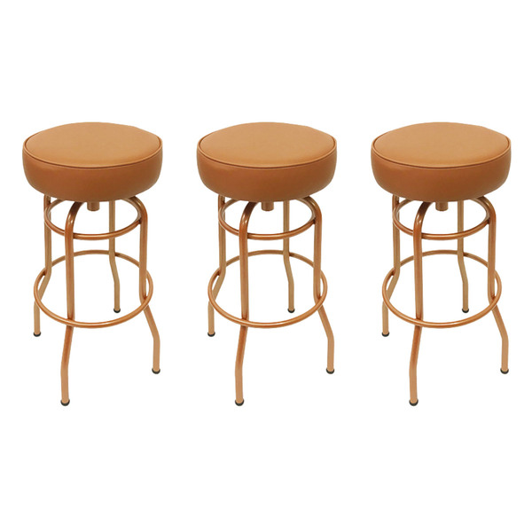 Kit 3 Unidades Banqueta Altura 65cm Bar Giratória Cor Cobre A