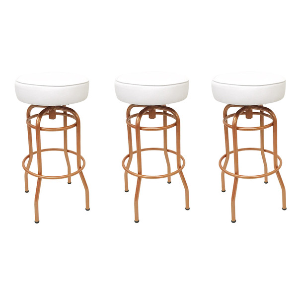 Kit 3 Unidades Banqueta Altura 65cm Bar Giratória Cor Cobre A