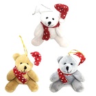 Kit 3 Ursinhos Pelúcia Natal Pendente Com Gorrinho 15cm - Mas