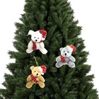 Kit 3 Ursinhos Pelúcia Natal Pendente Com Gorrinho 15cm - Mas