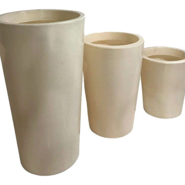 Kit 3 Vasos Beges De Planta Para Sala E Jardim