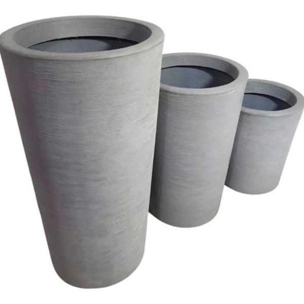 Kit 3 Vasos Decorativo Para Plantas De Jardim Cinza