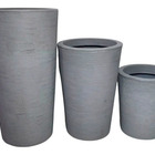 Kit 3 Vasos Decorativo Para Plantas De Jardim Cinza