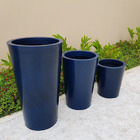 Kit 3 Vasos para Plantas em Polietileno Decorativo Cinza