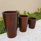 Kit 3 Vasos para Plantas em Polietileno Decorativo Marrom