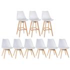 Kit - 3 X Banquetas + 6 X Cadeiras Estofadas Leda - Branco