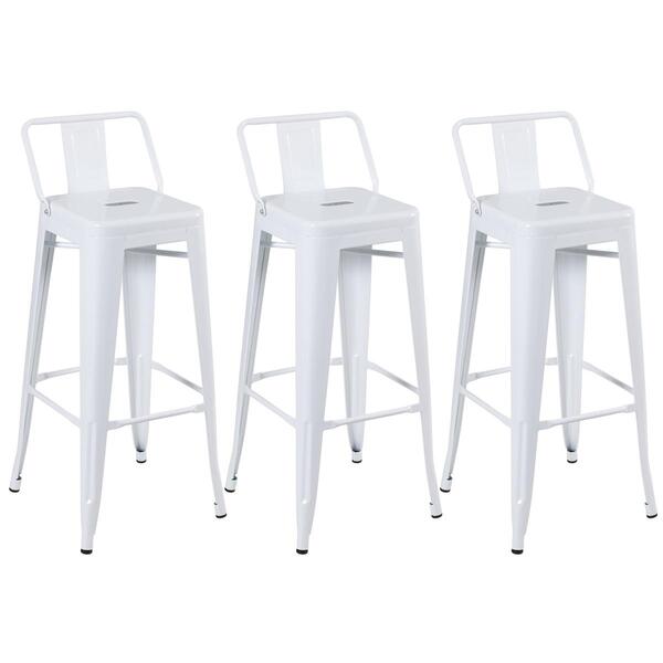 Kit - 3 X Banquetas Altas Iron Tolix Com Encosto - Industrial