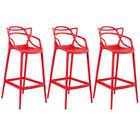 Kit - 3 X Banquetas Altas Masters Allegra - Vermelho