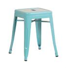 Kit - 3 X Banquetas Baixas Iron Tolix - 45 Cm - Azul Tiffany