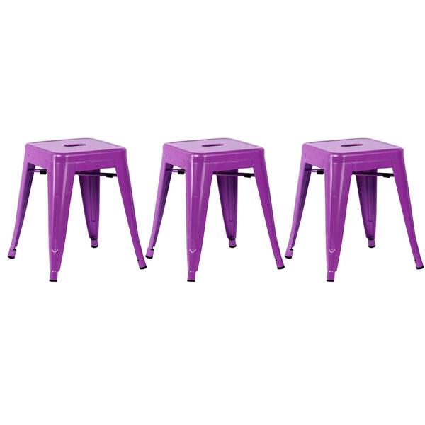 Kit - 3 X Banquetas Baixas Iron Tolix - 45 Cm - Roxo