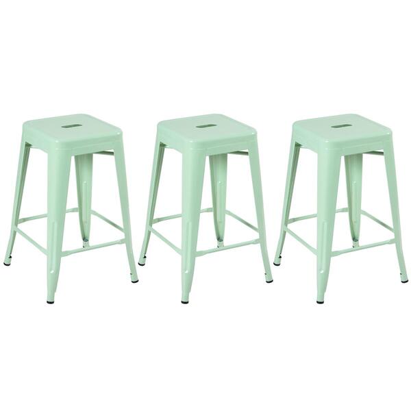 Kit - 3 X Banquetas Iron Tolix - 61 Cm - Industrial - Aço - V