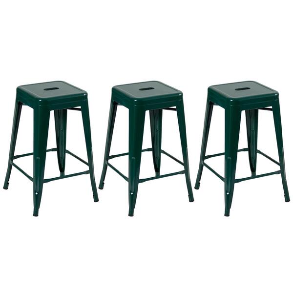 Kit - 3 X Banquetas Iron Tolix - 61 Cm - Industrial - Aço - V