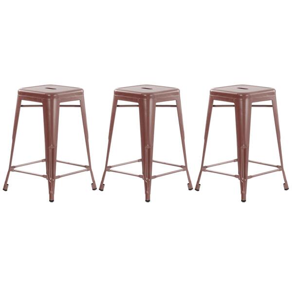 Kit - 3 X Banquetas Iron Tolix - 61 Cm - Industrial - Aço - V