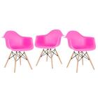 Kit - 3 X Cadeiras Charles Eames Eiffel Daw Com Braços - Base