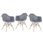 Kit - 3 X Cadeiras Charles Eames Eiffel Daw Com Braços - Base