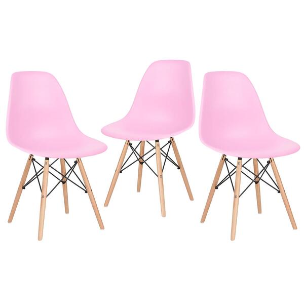 Kit - 3 X Cadeiras Charles Eames Eiffel Dsw - Base De Madeira
