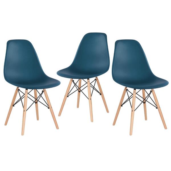 Kit - 3 X Cadeiras Charles Eames Eiffel Dsw - Base De Madeira