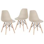 Kit - 3 X Cadeiras Charles Eames Eiffel Dsw - Base De Madeira