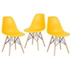 Kit - 3 X Cadeiras Charles Eames Eiffel Dsw - Base De Madeira