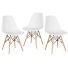 Kit - 3 X Cadeiras Charles Eames Eiffel Dsw - Base De Madeira