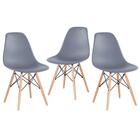 Kit - 3 X Cadeiras Charles Eames Eiffel Dsw - Base De Madeira