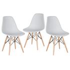 Kit - 3 X Cadeiras Charles Eames Eiffel Dsw - Base De Madeira