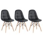 Kit - 3 X Cadeiras Estofadas Eames Eiffel Botonê - Preto - Ba