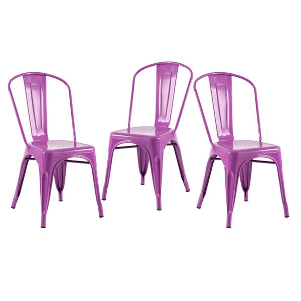 Kit - 3 X Cadeiras Iron Tolix - Roxo