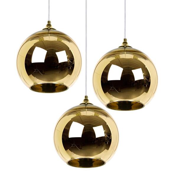 Kit - 3 X Luminárias Copper Shade - Luna - 25 Cm - Dourado